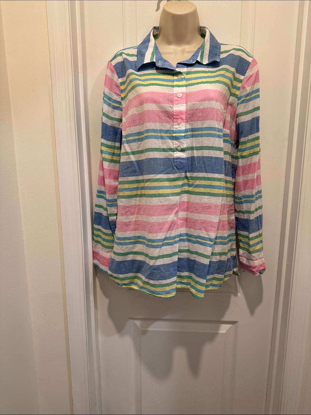 Talbots Multicolor Striped Linen Blend Shirt